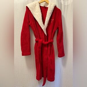 Victoria's Secret Womens Red Robe with White Sherpa Lining